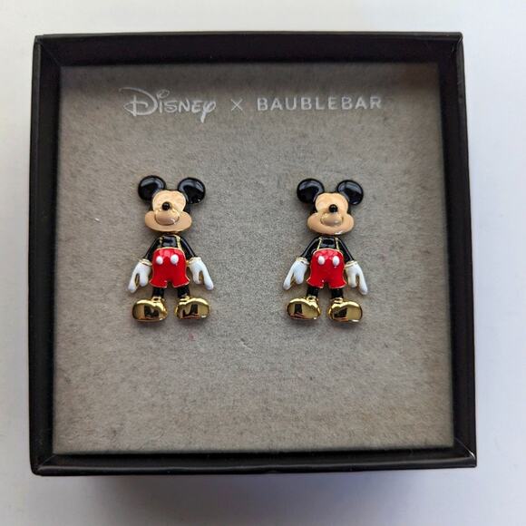 Disney xBaubleBar Mickey Mouse Articulated Dangle Drop Pierced Stud Earrings NWT - Picture 3 of 4